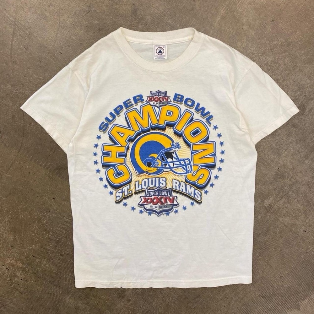 Vintage Los Angeles Rams Super Bowl XXXIV Champions NFL 2000 T-Shirt Medium
